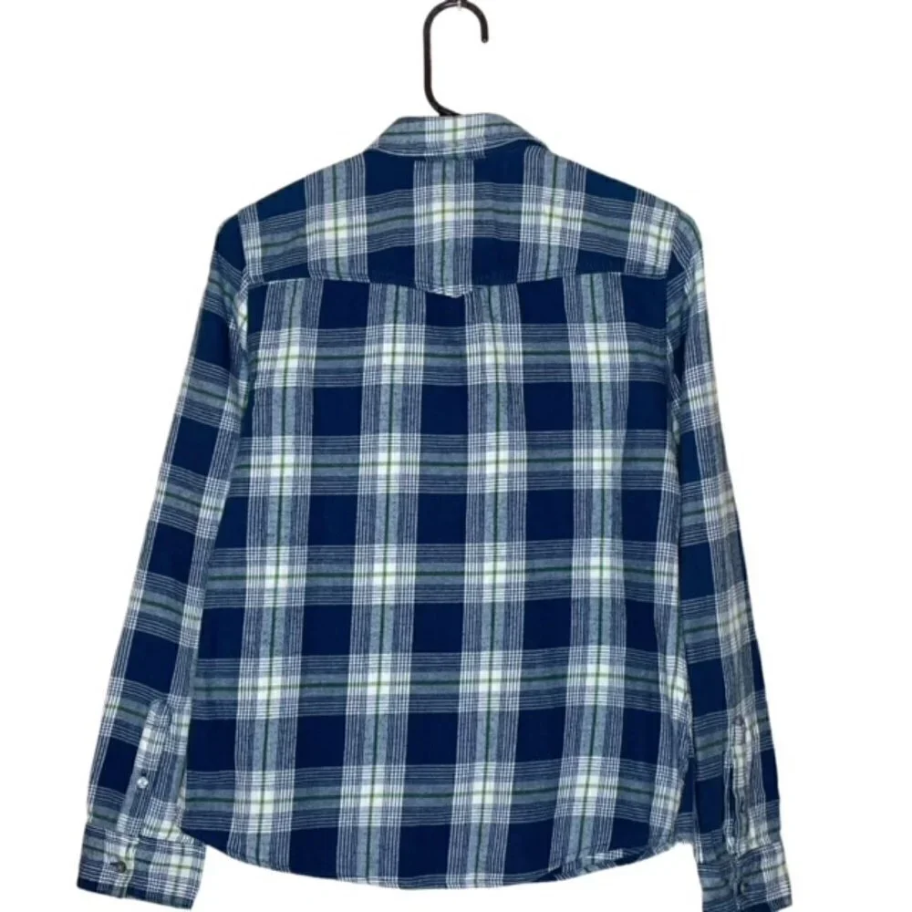 HOLLISTER Blue Plaid Long Sleeve Flannel Shirt - Size Medium